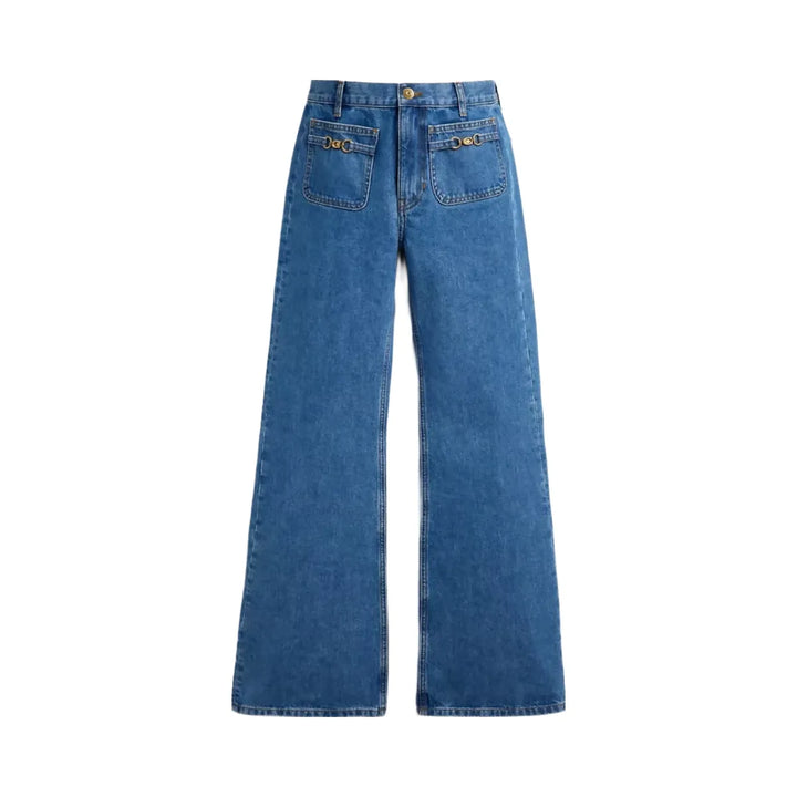Coach Sculpted C Denim Pants In Organic Cotton in Medium Blue