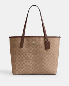 Coach City Tote Bag In Signature Canvas Signature Canvas-Gold-Tan-Brown