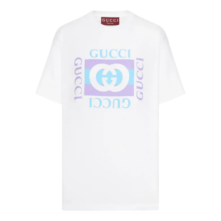 Cotton Jersey T-Shirt with Print in White