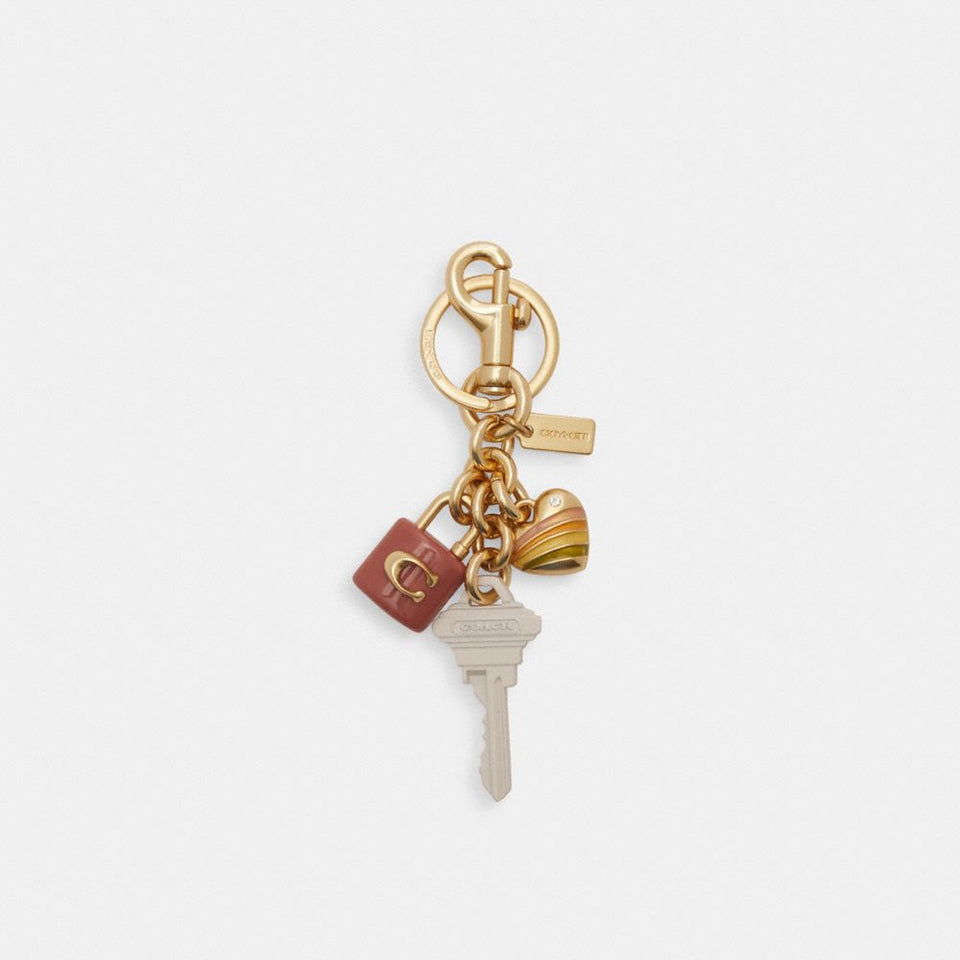 Coach Key Cluster Bag Charm Gold-Pink Multi