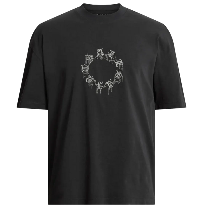 CRYPTIERRA SS CREW - Print T-shirt - washed black