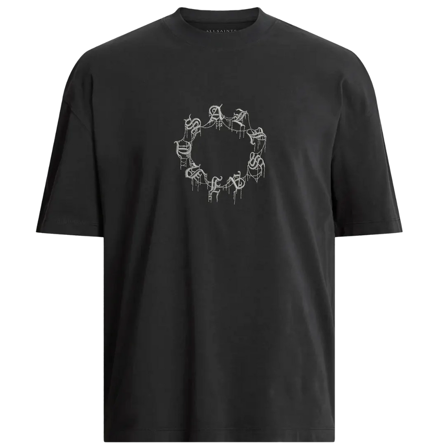 CRYPTIERRA SS CREW - Print T-shirt - washed black