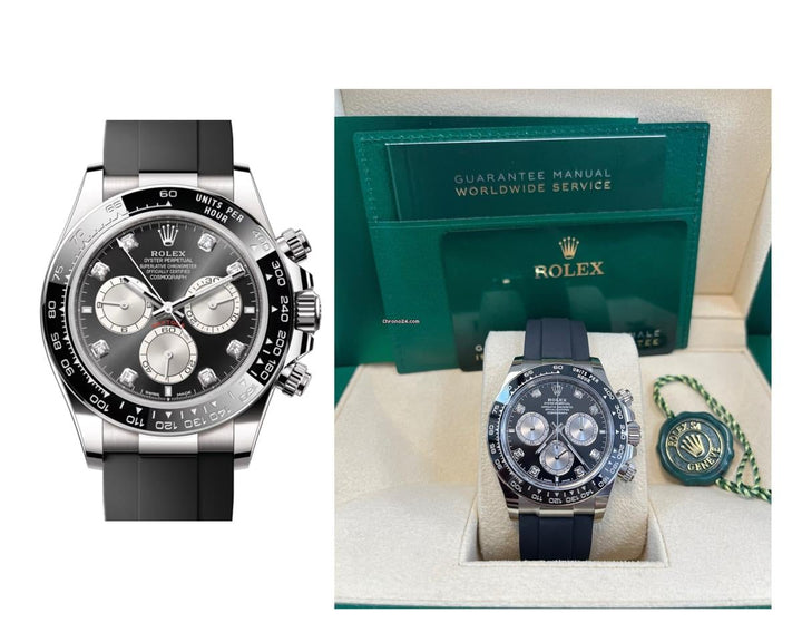 Rolex Black Cerachrom Bezel Black And Silver Diamond Dial Oysterflex Strap 126519 LN