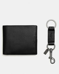 Coach Boxed 3 In 1 Wallet Gift Set Pebbled Leather-Black