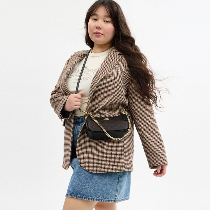 Coach Teri Mini Crossbody Bag In Signature Canvas Gold Walnut Black