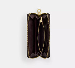 Long Zip Around Wallet In Signature Canvas signature canvas/Gold/Walnut/Black