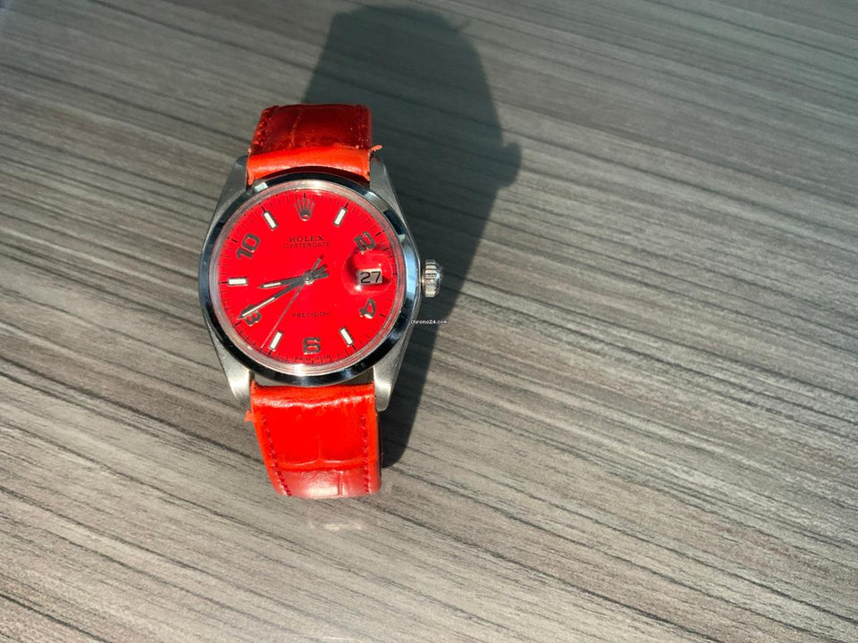 Rolex | Oysterdate Precision | 6494 | Steel | 34 x 42 mm | Leather | Red | Manual winding