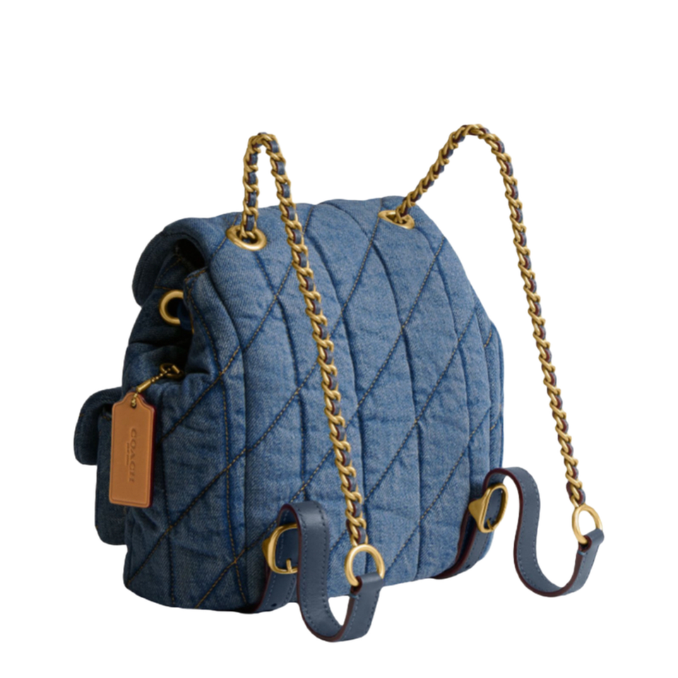 Tabby Quilted Denim Backpack - Blue