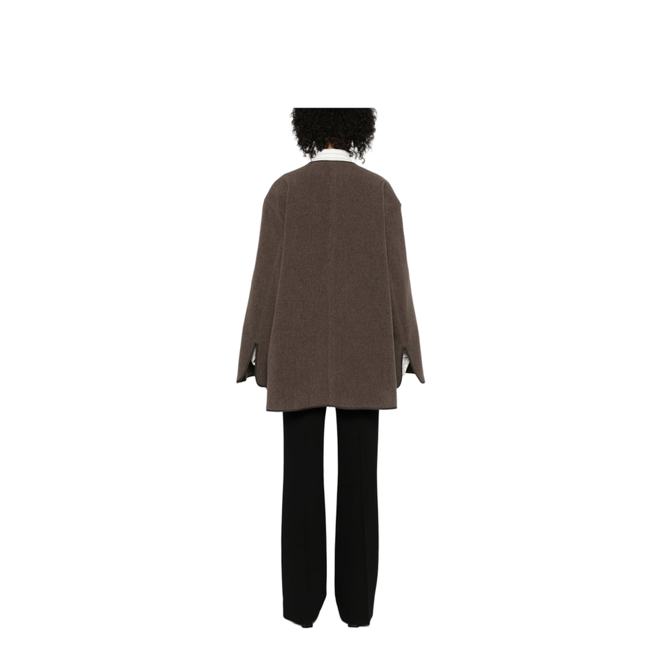 Wool Zipped Jacket Brown