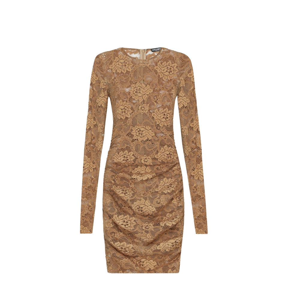 Shorts Floral Lace Dress in Beige