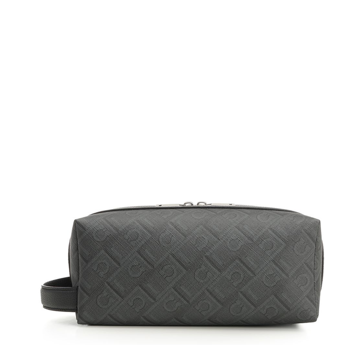 Gancini-Embossed Calf Leather Toiletry Bag
