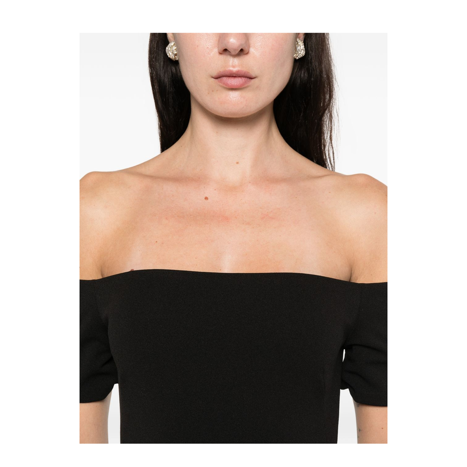 Black Long Dress With Off-The-Shoulder Design