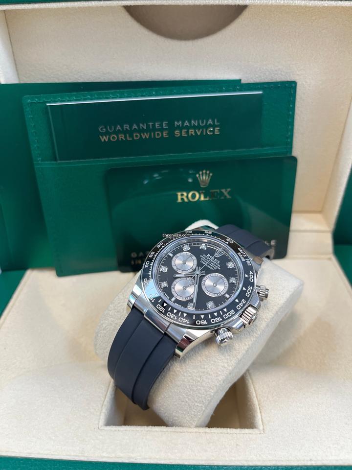Rolex Black Cerachrom Bezel Black And Silver Diamond Dial Oysterflex Strap 126519 LN