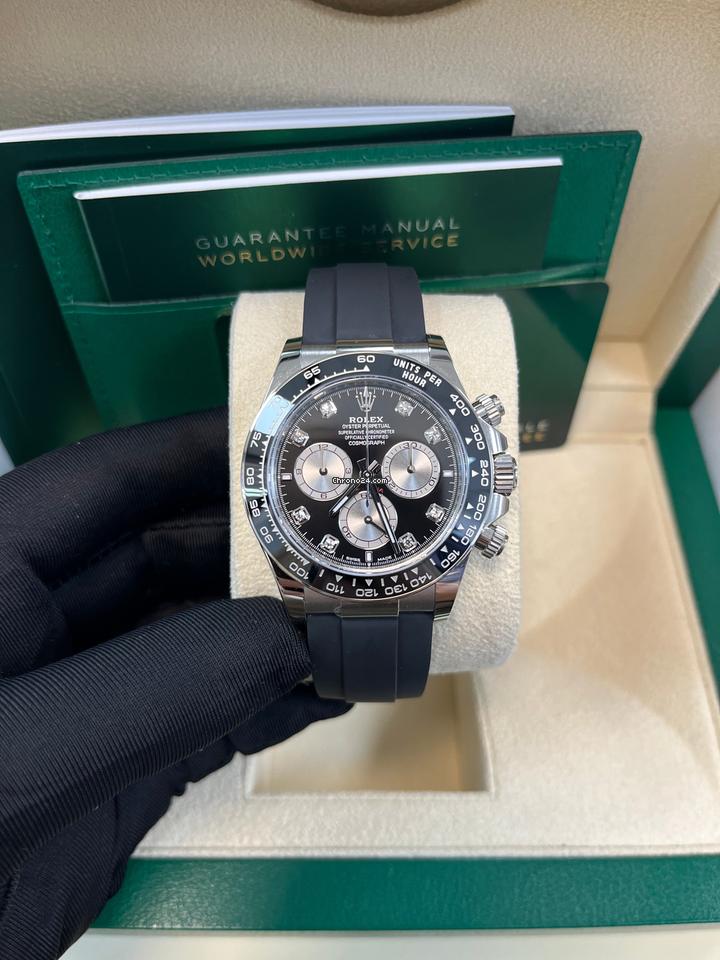 Rolex Black Cerachrom Bezel Black And Silver Diamond Dial Oysterflex Strap 126519 LN