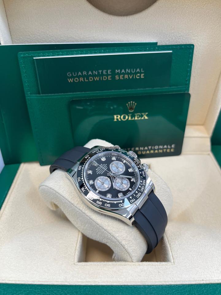 Rolex Black Cerachrom Bezel Black And Silver Diamond Dial Oysterflex Strap 126519 LN