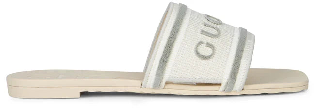 Gucci Sliders in cotton with embroidered logo