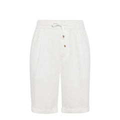 Garment Dyed Linen Gabardine Bermuda Shorts