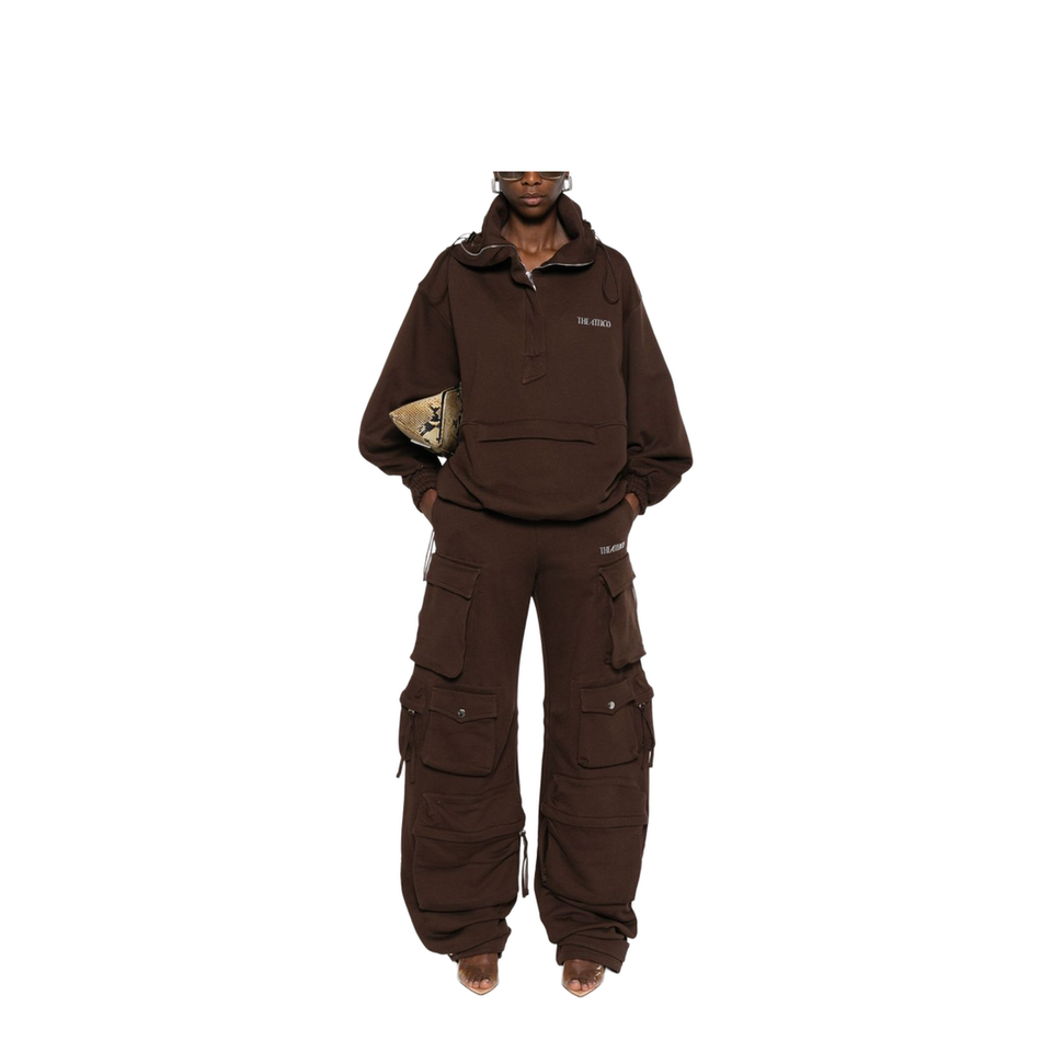 Brown Cotton Anorak Sweatshirt
