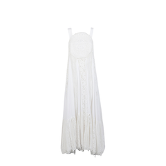 Dress in Light Cotton Poplin with Circular Lace Bodice