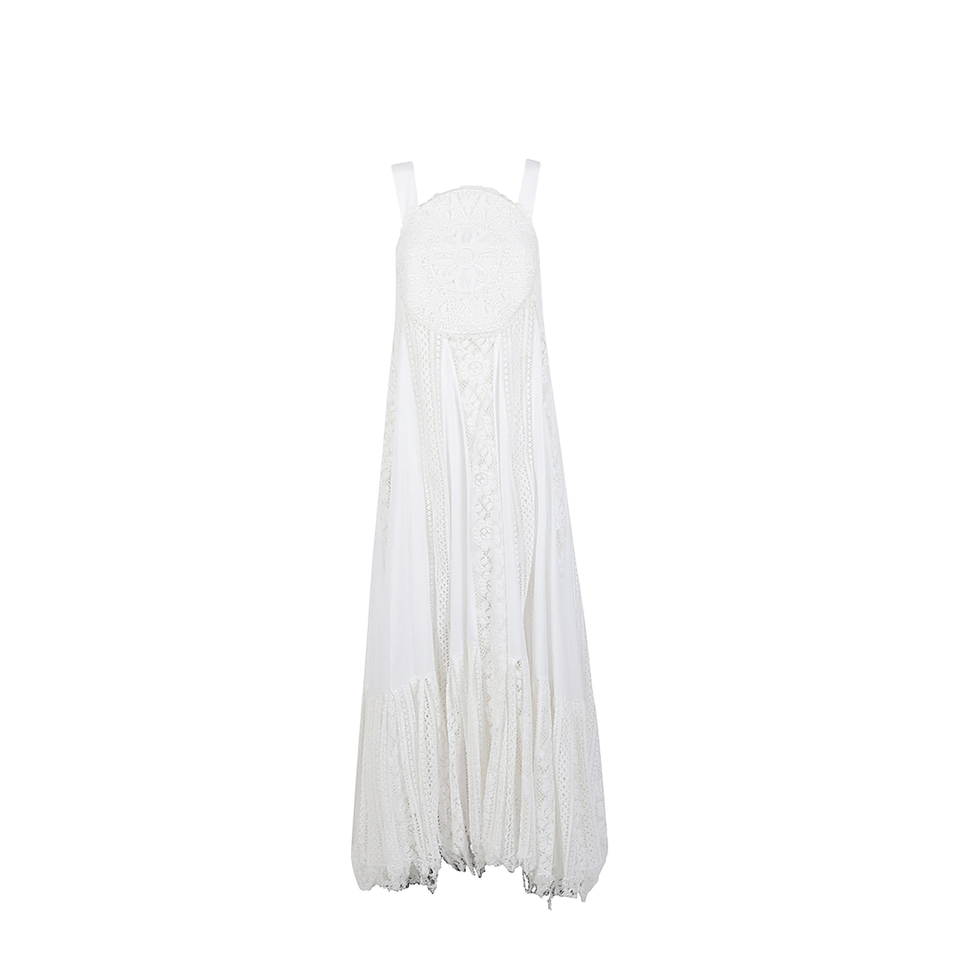 Dress in Light Cotton Poplin with Circular Lace Bodice