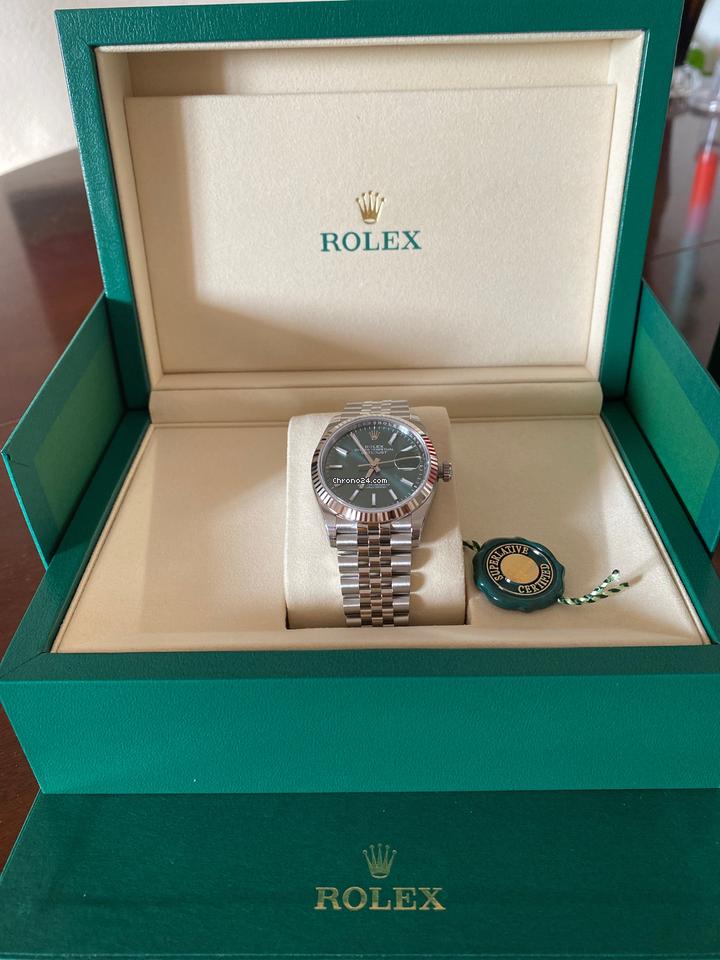 Rolex | Datejust | 126234 | White gold | 36 mm | Gold/Steel | Green | Automatic