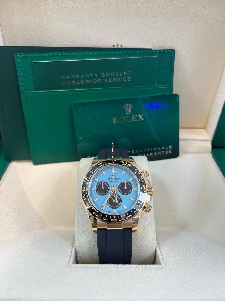 Rolex | Daytona | 126518 | Yellow gold | 40 mm | Rubber | Turquoise | Automatic