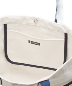 Lululemon Daily Multi-Pocket Canvas Tote Bag 20L Logo Natural/True Navy