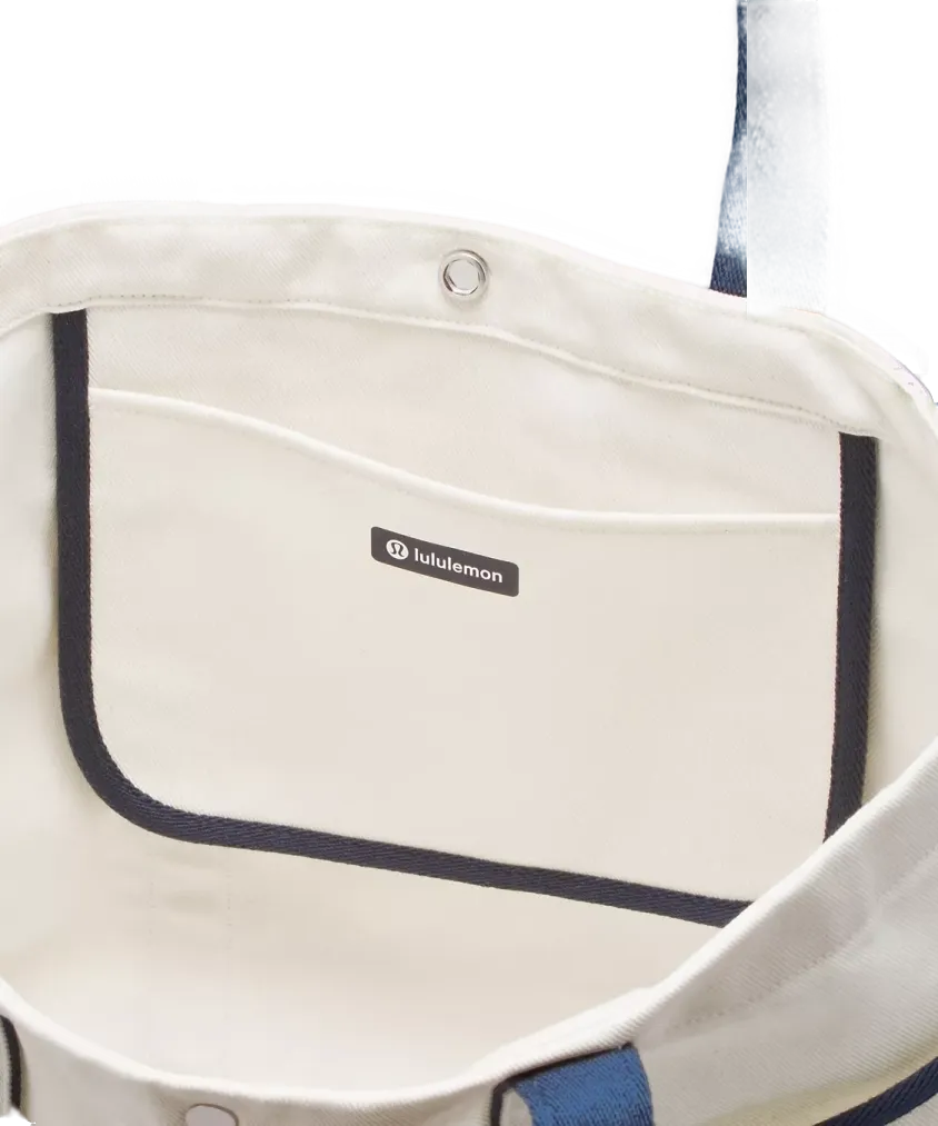 Lululemon Daily Multi-Pocket Canvas Tote Bag 20L Logo Natural/True Navy