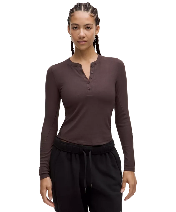 Lululemon Hold Tight Long-Sleeve Henley Sheer Oak