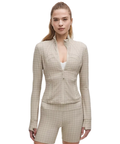 Lululemon Define Cropped Jacket Nulu Glow Grid Light Ivory Multi