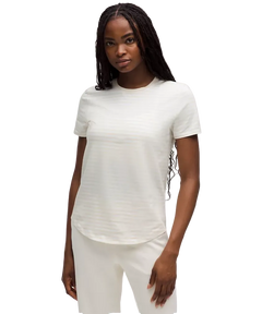 Lululemon Love Curved-Hem Crewneck T-Shirt Narrow Bold Stripe Light Ivory White