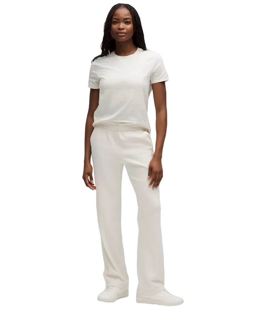 Lululemon Love Curved-Hem Crewneck T-Shirt Narrow Bold Stripe Light Ivory White
