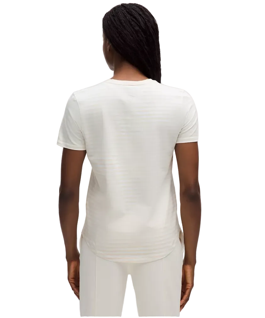 Lululemon Love Curved-Hem Crewneck T-Shirt Narrow Bold Stripe Light Ivory White