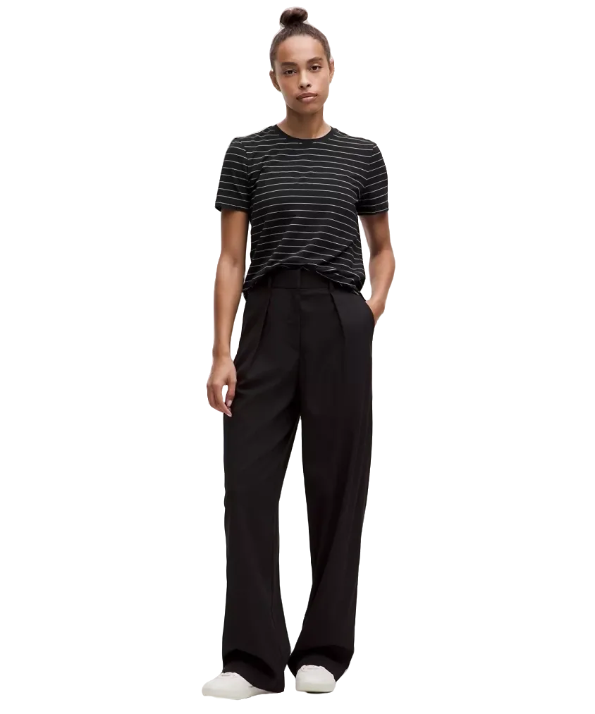 Lululemon Love Curved-Hem Crewneck T-Shirt Shorts Serve Stripe Black White
