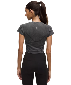 Lululemon Swiftly Tech Cropped Shorts-Sleeve Shirt 2.0 Spandex Stripe Black/White