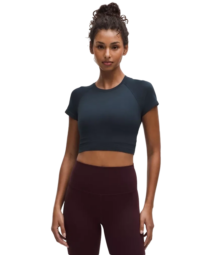 Lululemon Swiftly Tech Cropped Shorts-Sleeve Shirt 2.0 True Navy