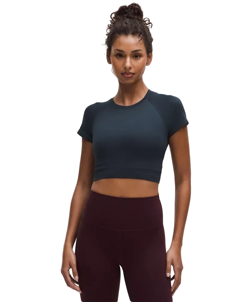 Lululemon Swiftly Tech Cropped Shorts-Sleeve Shirt 2.0 True Navy