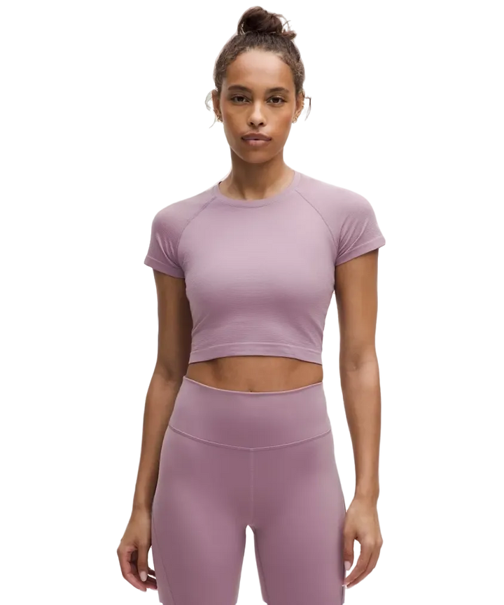 Lululemon Swiftly Tech Cropped Shorts-Sleeve Shirt 2.0 Lavender Lux