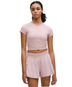 Lululemon Swiftly Tech Cropped Shorts-Sleeve Shirt 2.0 Pink Haze