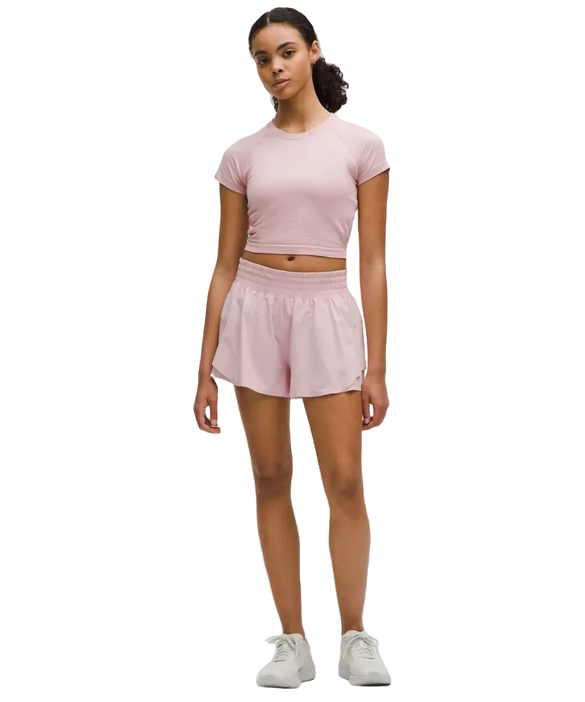 Lululemon Swiftly Tech Cropped Shorts-Sleeve Shirt 2.0 Pink Haze