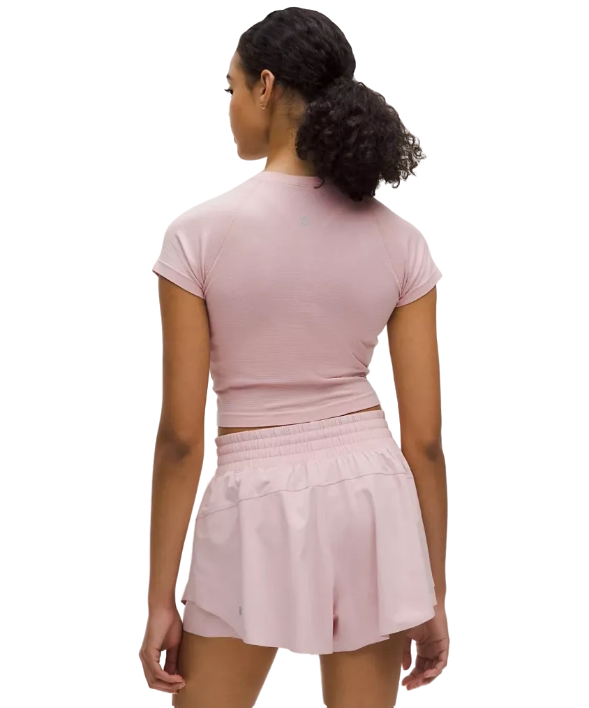 Lululemon Swiftly Tech Cropped Shorts-Sleeve Shirt 2.0 Pink Haze