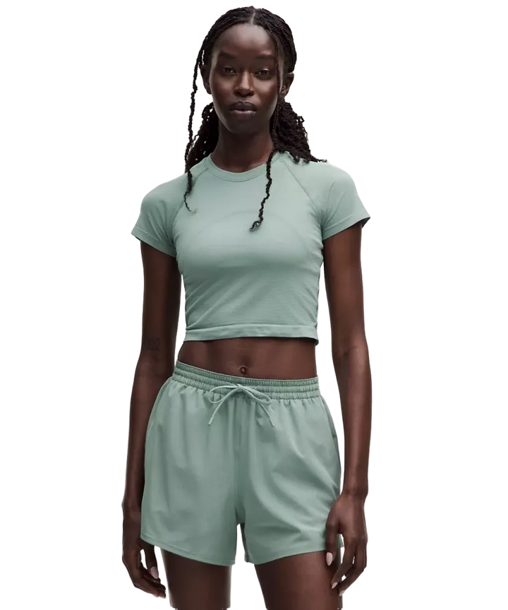 Lululemon Swiftly Tech Cropped Shorts-Sleeve Shirt 2.0 Crater Blue