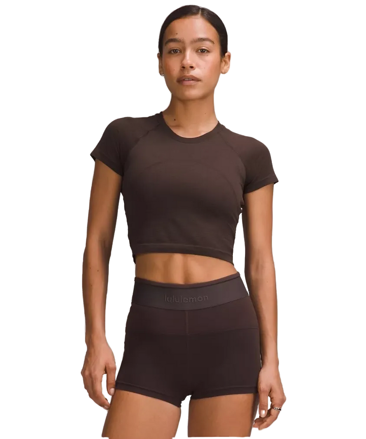 Lululemon Swiftly Tech Cropped Shorts-Sleeve Shirt 2.0 Espresso