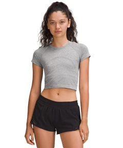 Lululemon Swiftly Tech Cropped Shorts-Sleeve Shirt 2.0 Lululemon Swiftly Tech Cropped Shorts-Sleeve Shirt 2.0 Slate/White
