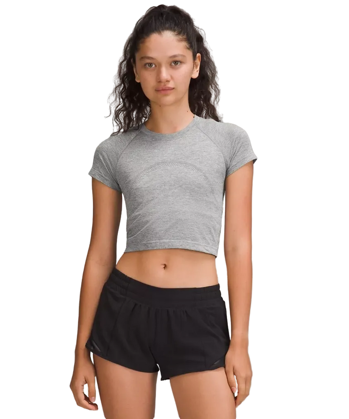 Lululemon Swiftly Tech Cropped Shorts-Sleeve Shirt 2.0 Lululemon Swiftly Tech Cropped Shorts-Sleeve Shirt 2.0 Slate/White