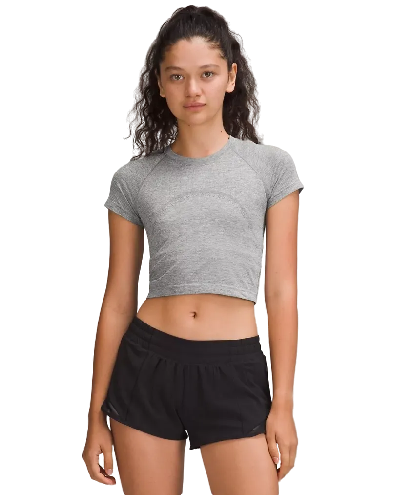 Lululemon Swiftly Tech Cropped Shorts-Sleeve Shirt 2.0 Lululemon Swiftly Tech Cropped Shorts-Sleeve Shirt 2.0 Slate/White
