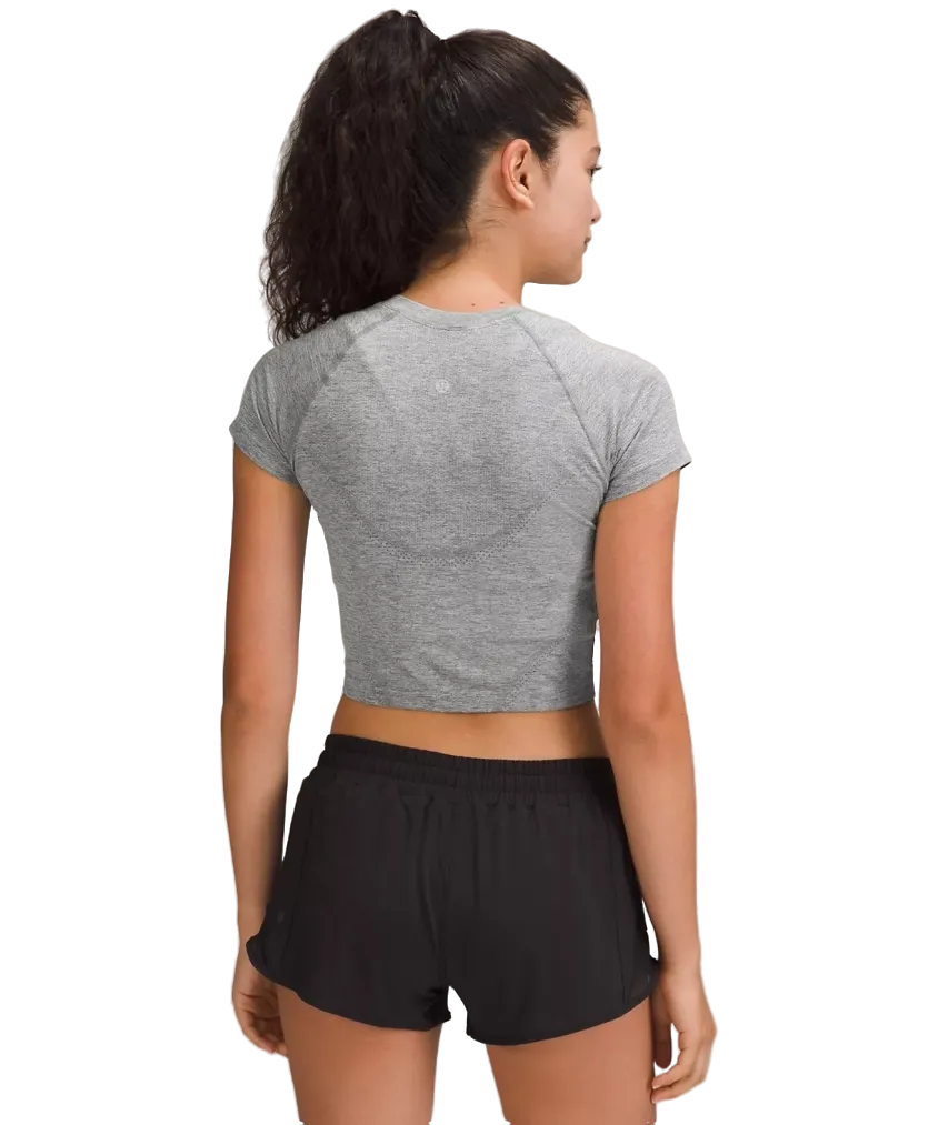 Lululemon Swiftly Tech Cropped Shorts-Sleeve Shirt 2.0 Lululemon Swiftly Tech Cropped Shorts-Sleeve Shirt 2.0 Slate/White