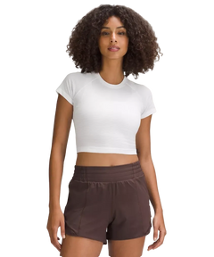 Lululemon Swiftly Tech Cropped Shorts-Sleeve Shirt 2.0 White