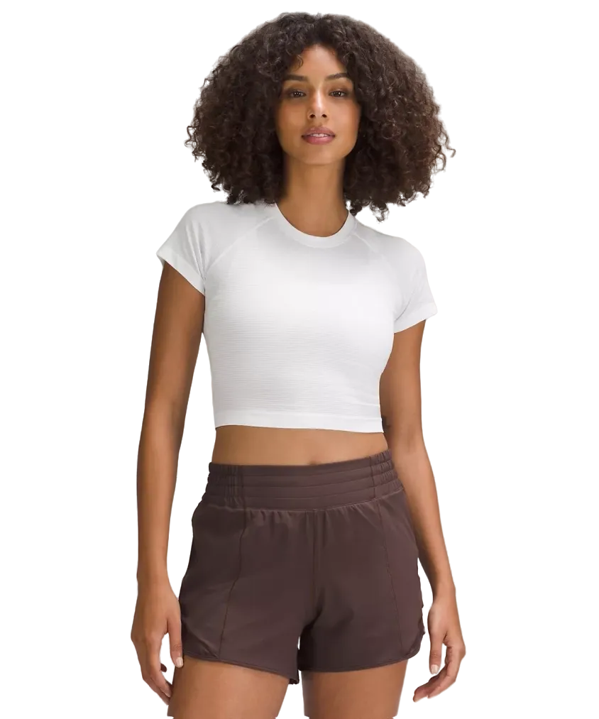 Lululemon Swiftly Tech Cropped Shorts-Sleeve Shirt 2.0 White