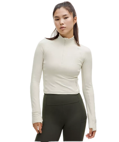 Lululemon It's Rulu Cropped Half Zip Updated Bone